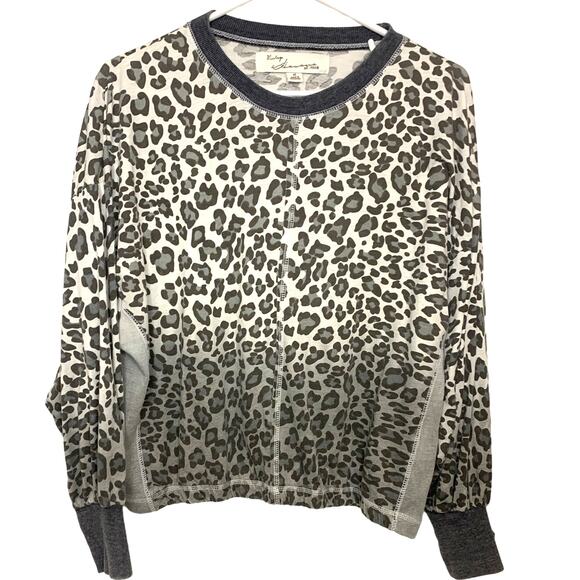 Vintage Havana Oversized Leopard Top M Gray Blouson Boxy Boyfriend Minimalist - Picture 1 of 6